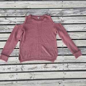 Charlotte Russe Cold Shoulder Medium Mauve Pink Sweater Fall Knit Braided